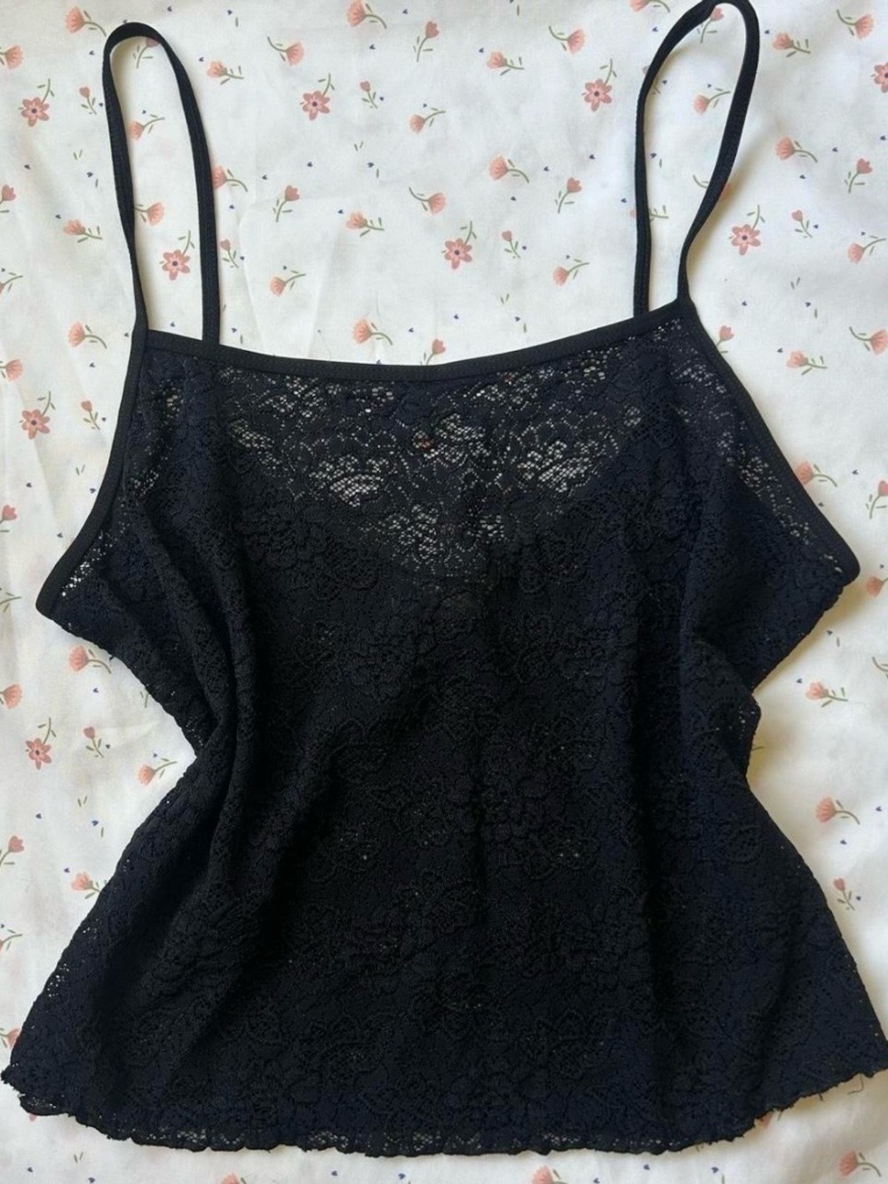 Vintage Jones New York Black Lace Spaghetti Strap Womens Cami